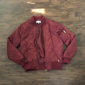 Burgandy Quilted Bomber Jacket Size S